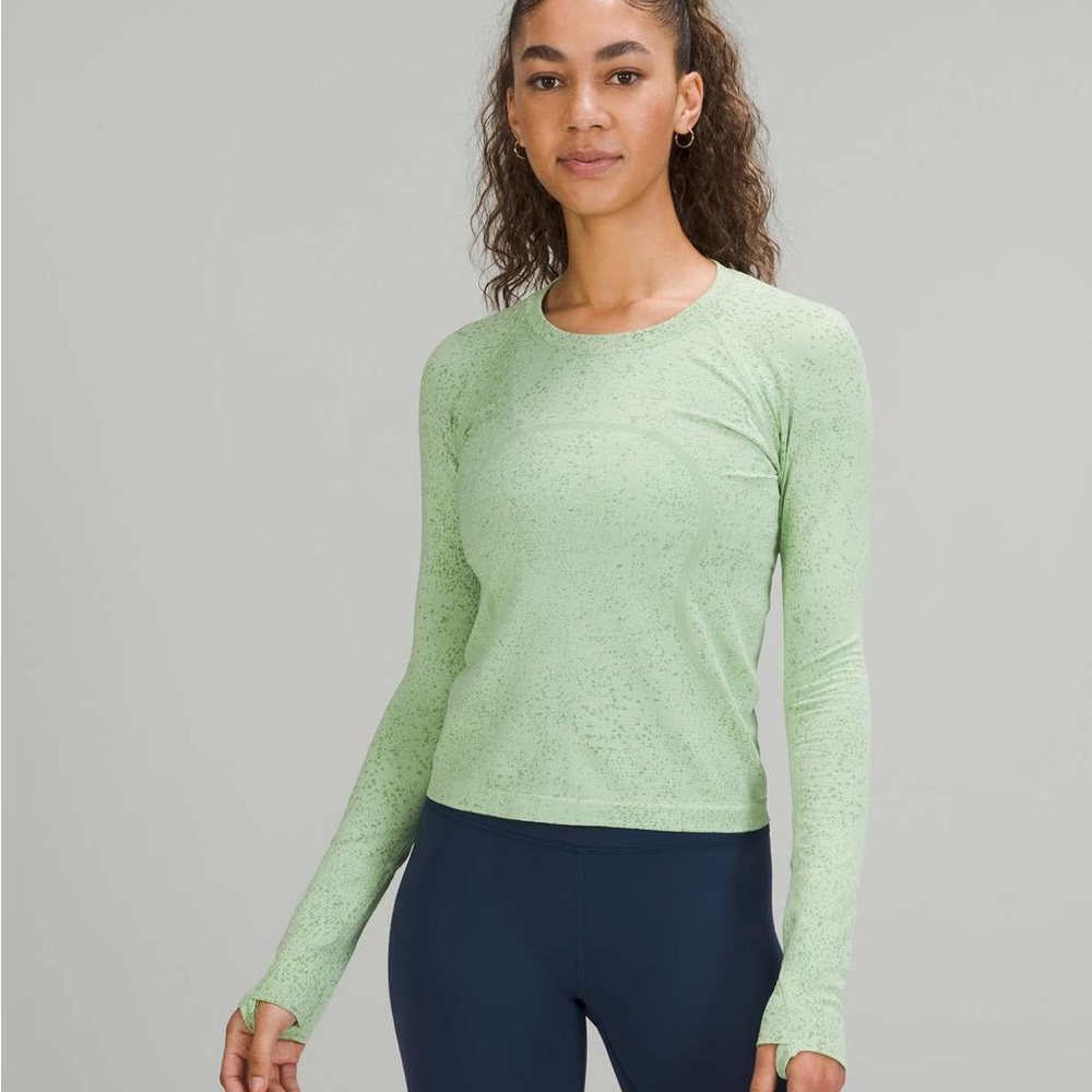Lululemon Swiftly Tech Long Sleeve Distorted Noise Creamy Mint / Cedar Green
